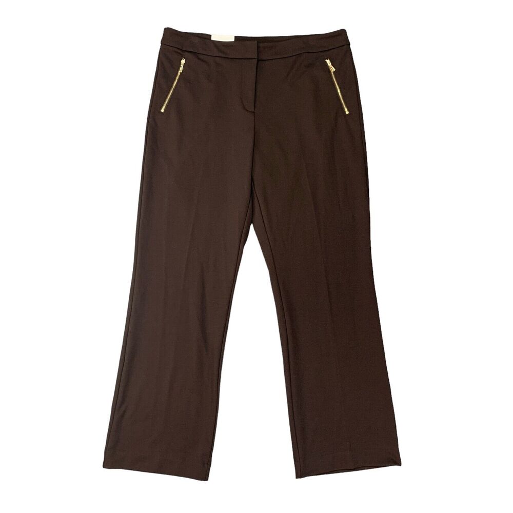 Marc New York Bootleg Pants Womens 14 Chocolate Zipper Pockets Stretch Trousers